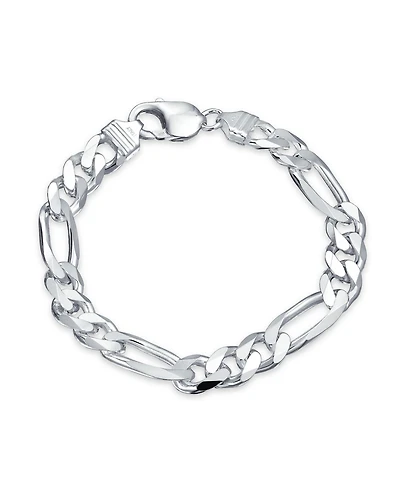 Bling Jewelry Thick Heavy Solid Sterling Silver 9MM Figaro Chain Link Bracelet 8 Inch