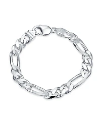Bling Jewelry Thick Heavy Solid Sterling Silver 9MM Figaro Chain Link Bracelet 8 Inch