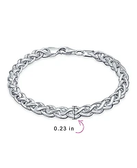 Bling Jewelry Solid Heavy 6MM Braid Rope Wheat Chain Link Bracelet .925 Sterling Silver 8.5 Inch