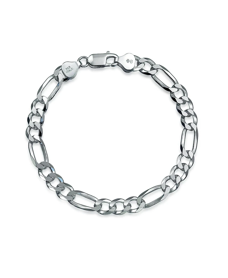 Bling Jewelry Thick Heavy Solid Sterling Silver 7MM Figaro Chain Link Bracelet 9 Inch