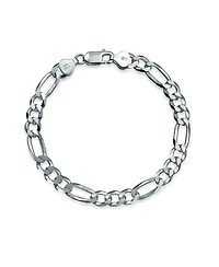 Bling Jewelry Thick Heavy Solid Sterling Silver 7MM Figaro Chain Link Bracelet 9 Inch