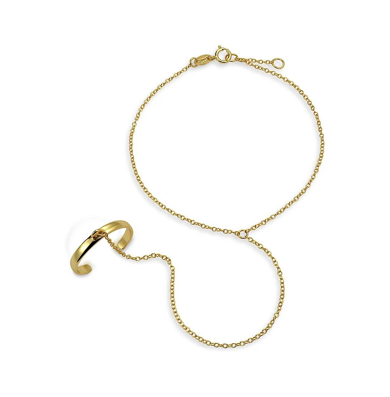 Bling Jewelry Trendy Delicate Chain Link Bracelet 14K Gold Plated Sterling Silver