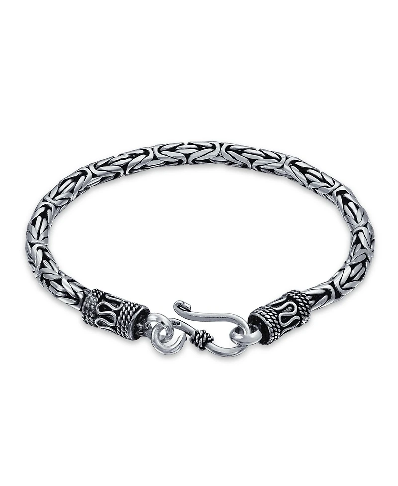 Bling Jewelry Bali Byzantine Chain Link Bracelet Eye And Hook 925 Sterling Silver For Women Hand Crafted 7 inch