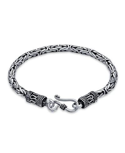 Bling Jewelry Bali Byzantine Chain Link Bracelet Eye And Hook 925 Sterling Silver For Women Hand Crafted 7 inch