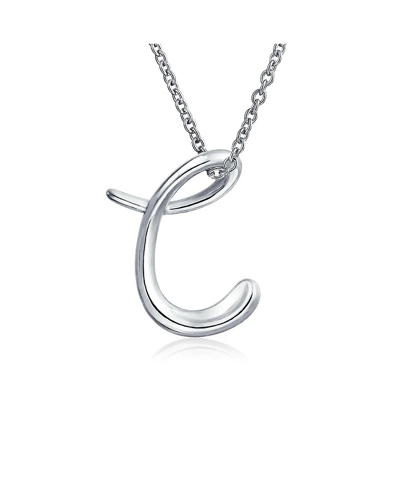 Bling Jewelry Alphabet Initial Pendant Necklace .925 Sterling Silver 18 Inch