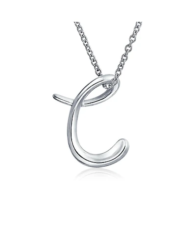 Bling Jewelry Alphabet Initial Pendant Necklace .925 Sterling Silver 18 Inch
