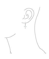 Bling Jewelry Minimalist Religious Cross Dangle Earrings 14K Gold Plated Sterling Silver