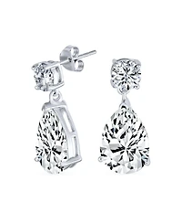 Bling Jewelry Classic Simple Cubic Zirconia Teardrop Cz Dangle Drop Earrings Gold Plated .925 Sterling Silver