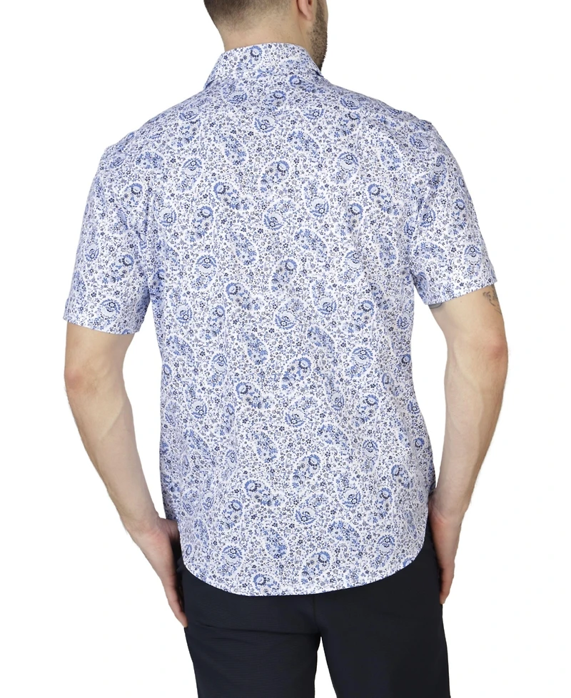 Tailorbyrd Men's Floral Paisley Knit Short Sleeve Shirt