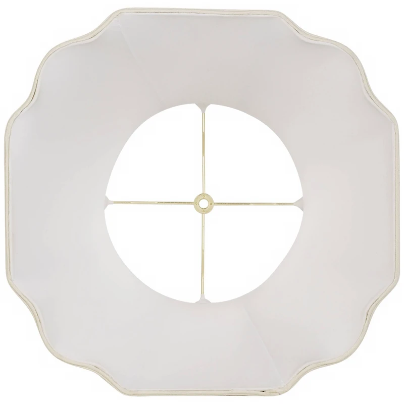 Imperial Shade Set of 2 Creme Medium Cut Corner Lamp Shades 10" Top x 16" Bottom x 14" High (Spider) Replacement with Harp and Finial