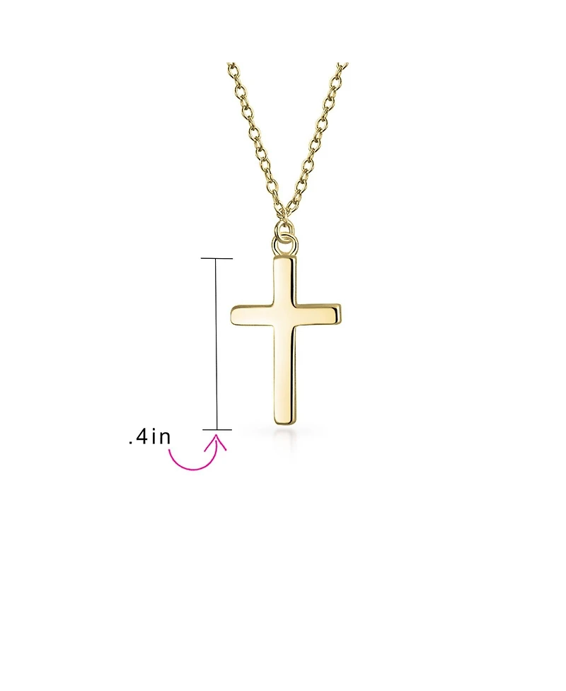 Bling Jewelry Delicate Small Latin Cross Pendant Necklace Flat Rose Gold Plated Sterling Silver 16 Chain .40 Inch