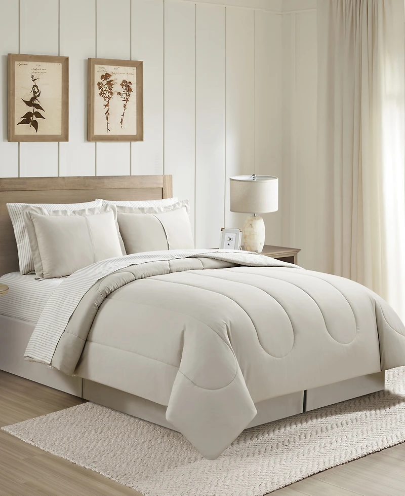 Sunham Neutral Damask 8-Pc. Comforter Set