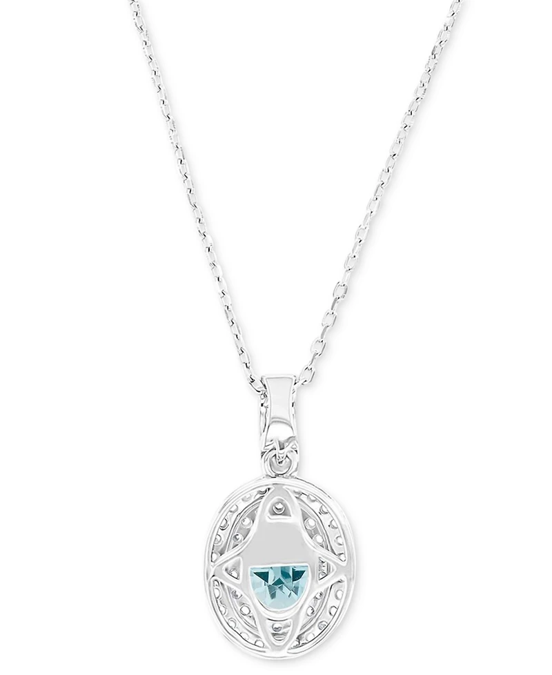 Amethyst (1-1/20 ct. t.w.) & Lab-Grown White Sapphire (1/2 Oval Halo Birthstone Pendant Necklace Sterling Silver, 16" + 2" extender (Also