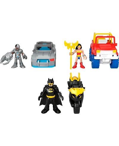 Imaginext Dc Super Friends Batman Gift Set with Wonder Woman and Cyborg Preschool Toy, 9 Piece