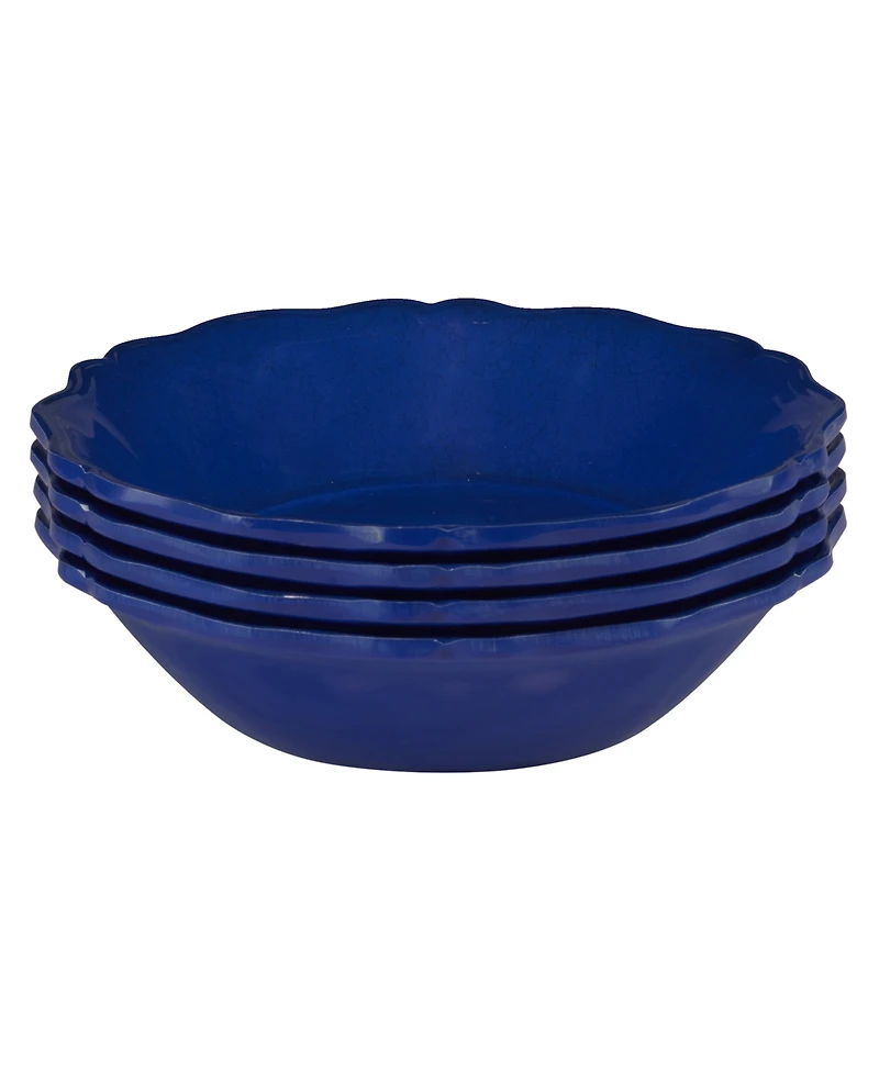 Certified International Blue Indigo Crackle Set of 4 All Purpose Bowl 8.5" x 2", Service For 4