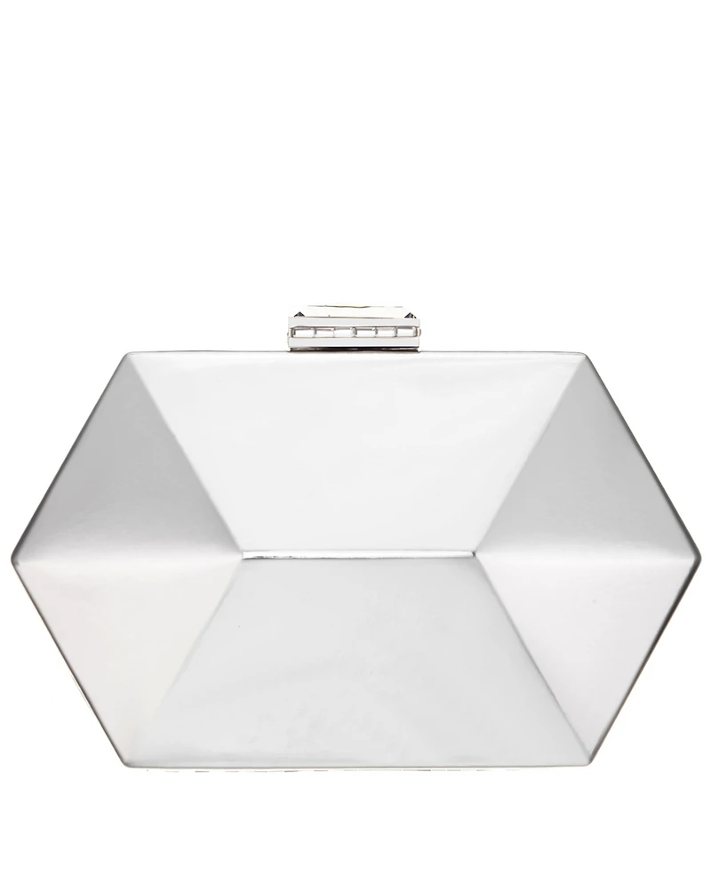 Nina Geometric Mirror Metallic Patent Minaudiere Handbag
