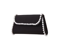 Nina Imitation Pearl Trim Trapezoid Flap Bag