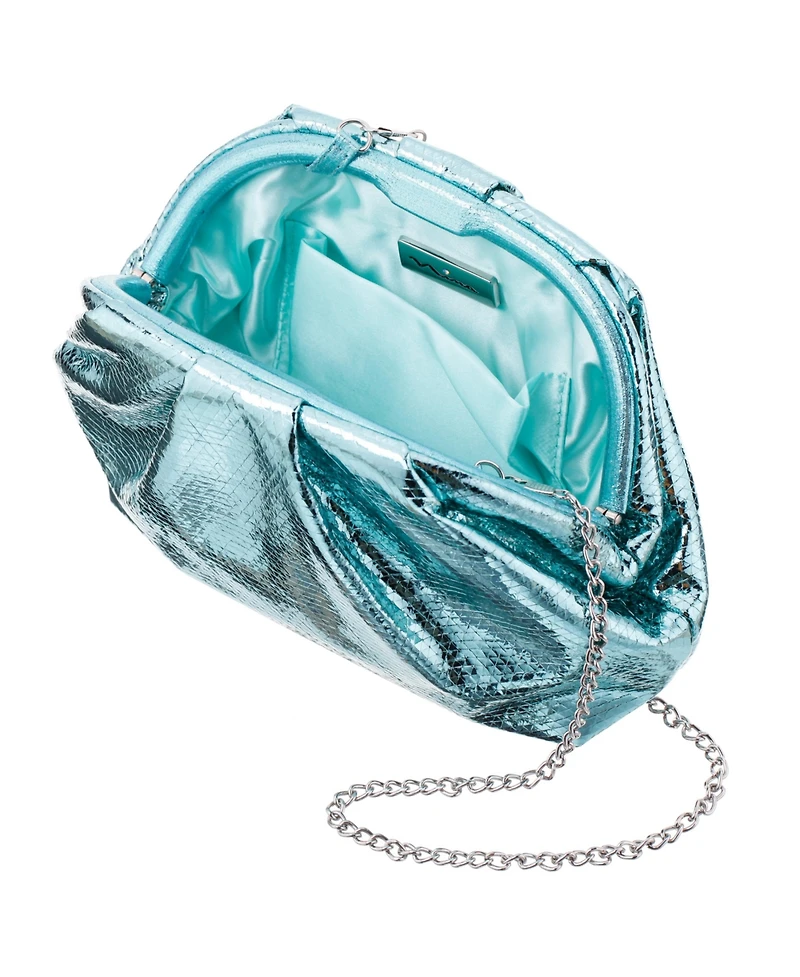 Nina Metallic Pleated Frame Clutch Handbag