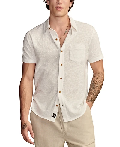 Lucky Brand Men's Linen Short Sleeve Button Down Shirt