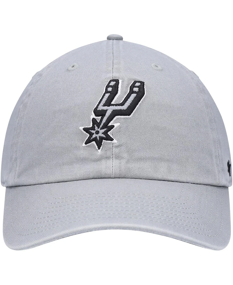 Men's '47 Brand Gray San Antonio Spurs Team Clean Up Adjustable Hat