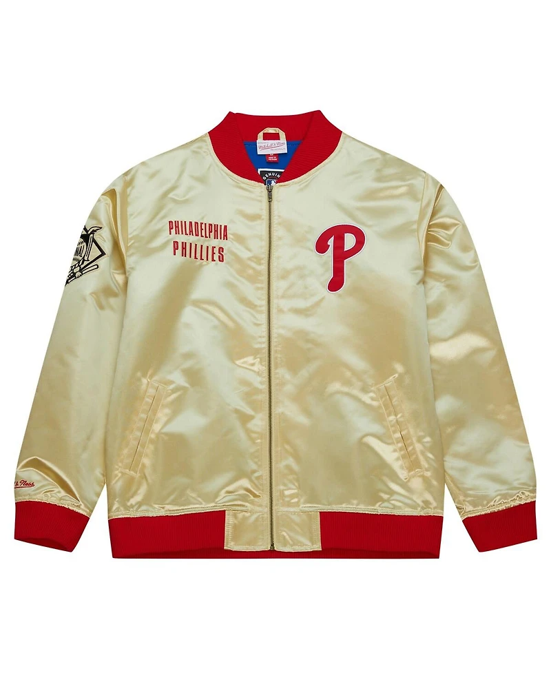 Men's Mitchell & Ness Gold Philadelphia Phillies Og 2.0 Lightweight Satin Full-Zip Jacket