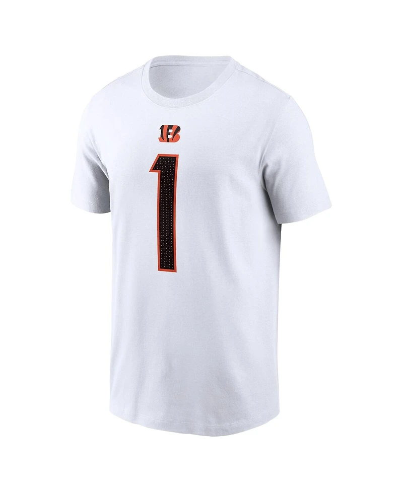 Men's Nike Ja'Marr Chase White Cincinnati Bengals Player Name and Number T-shirt