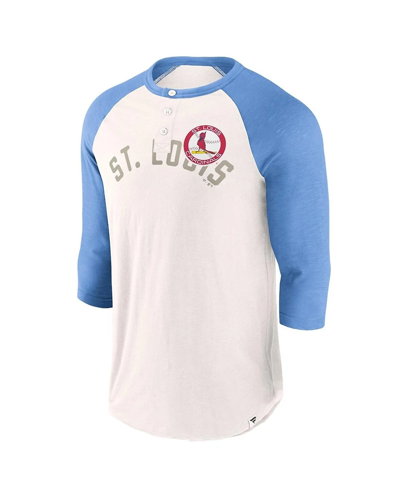 Men's Fanatics White, Light Blue St. Louis Cardinals Backdoor Slider Raglan 3/4-Sleeve T-shirt