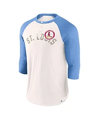 Men's Fanatics White, Light Blue St. Louis Cardinals Backdoor Slider Raglan 3/4-Sleeve T-shirt