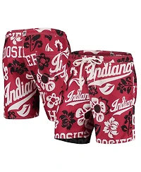 Men's Wes & Willy Crimson Indiana Hoosiers Floral Volley Logo Swim Trunks