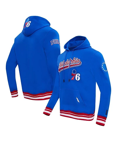 Men's Pro Standard Royal Philadelphia 76ers Script Tail Pullover Hoodie
