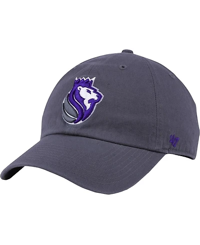 Men's '47 Brand Gray Sacramento Kings Team Logo Clean Up Adjustable Hat
