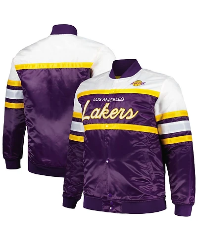 Men's Mitchell & Ness Purple, Gold Los Angeles Lakers Big and Tall Heavyweight Full-Snap Satin Jacket