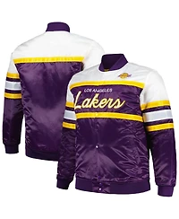Men's Mitchell & Ness Purple, Gold Los Angeles Lakers Big and Tall Heavyweight Full-Snap Satin Jacket