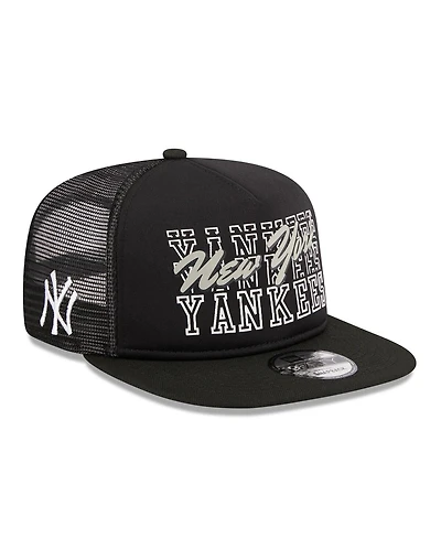 Men's New Era Black New York Yankees Street Team A-Frame Trucker 9FIFTY Snapback Hat