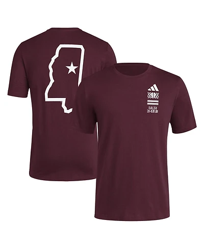 Men's adidas Maroon Distressed Mississippi State Bulldogs Reverse Retro Baseball 2 Hit T-shirt