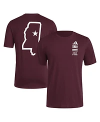 Men's adidas Maroon Distressed Mississippi State Bulldogs Reverse Retro Baseball 2 Hit T-shirt