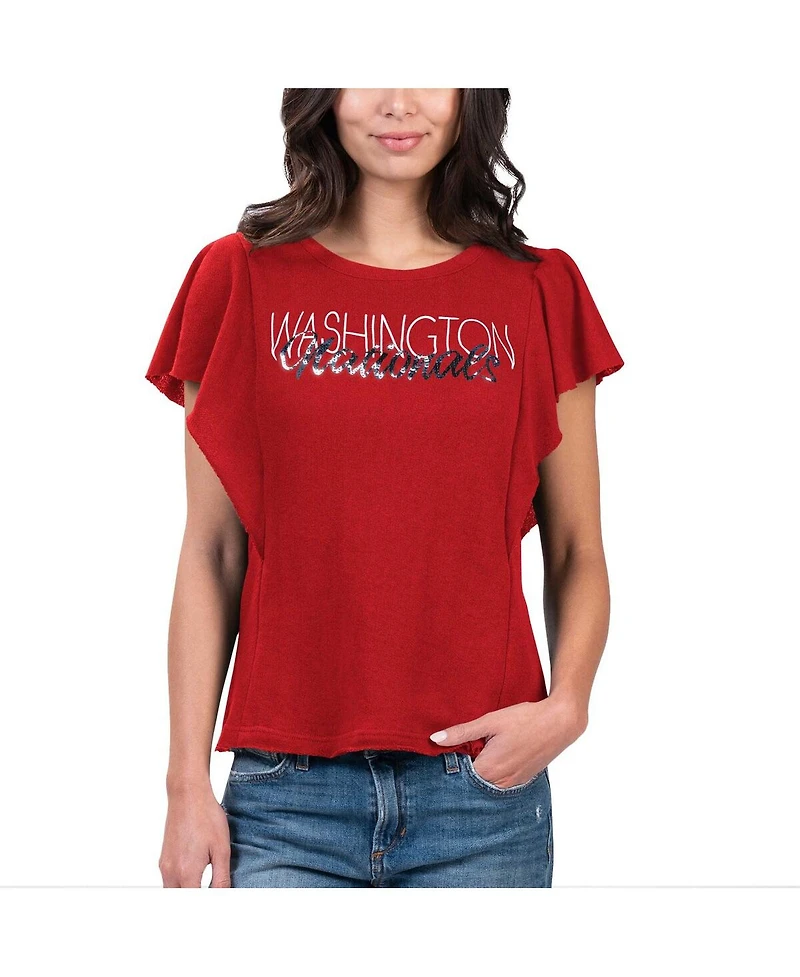 Women's G-iii 4Her by Carl Banks Red Washington Nationals Crowd Wave T-shirt