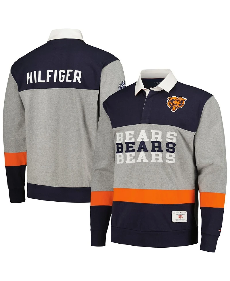 Men's Tommy Hilfiger Navy Chicago Bears Connor Oversized Rugby Long Sleeve Polo Shirt