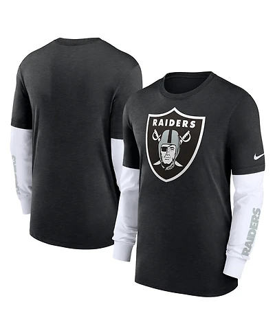 Men's Nike Heather Black Las Vegas Raiders Slub Fashion Long Sleeve T-shirt