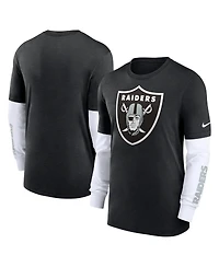 Men's Nike Heather Black Las Vegas Raiders Slub Fashion Long Sleeve T-shirt