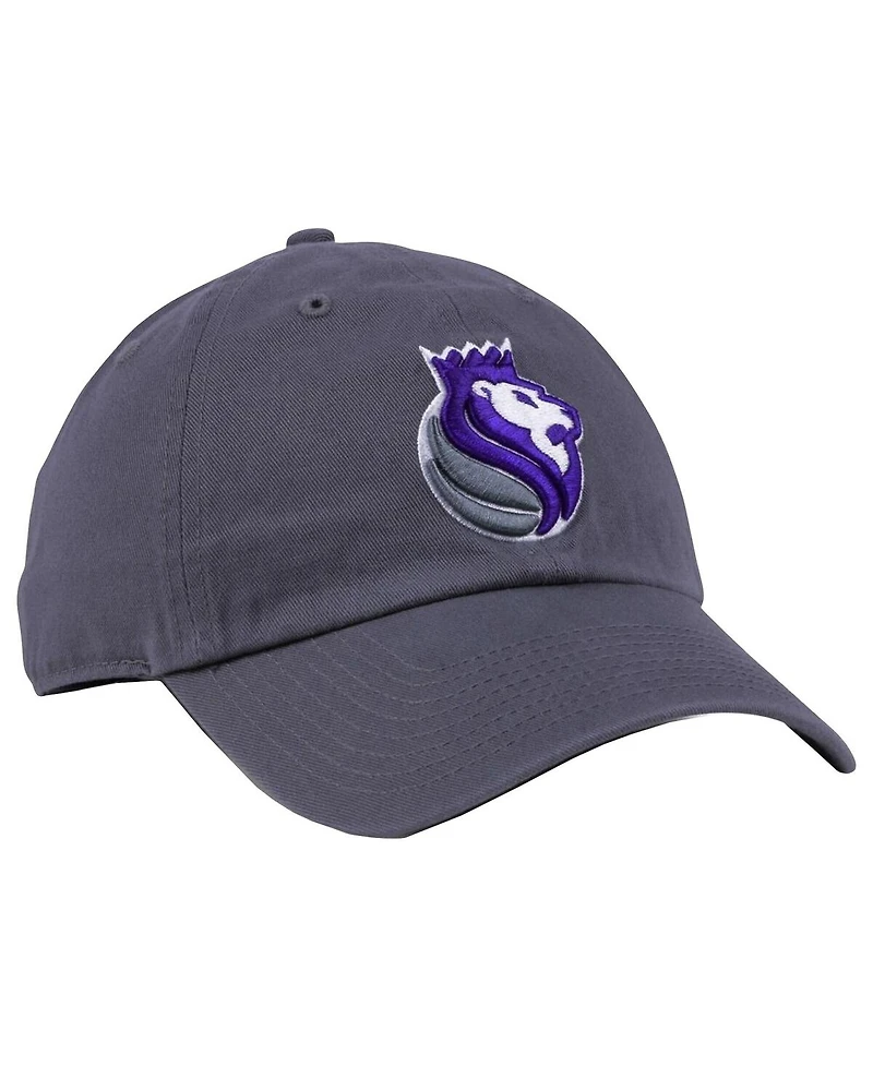 Men's '47 Brand Gray Sacramento Kings Team Logo Clean Up Adjustable Hat