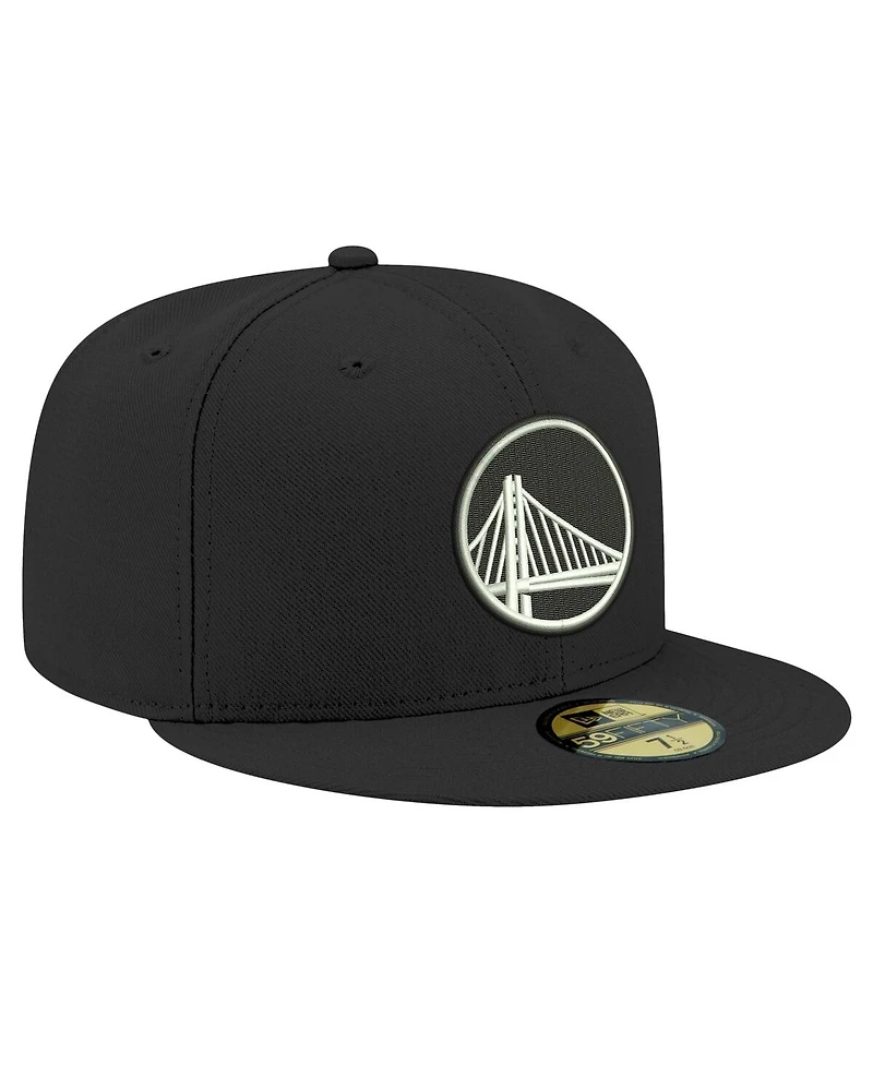 Men's New Era Black Golden State Warriors and White 59FIFTY Fitted Hat