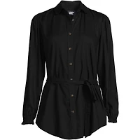 Lands' End Women's Plus Rayon Tie Waist Shirt