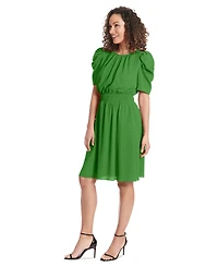 London Times Petite Caterpillar-Sleeve Jewel-Neck Dress