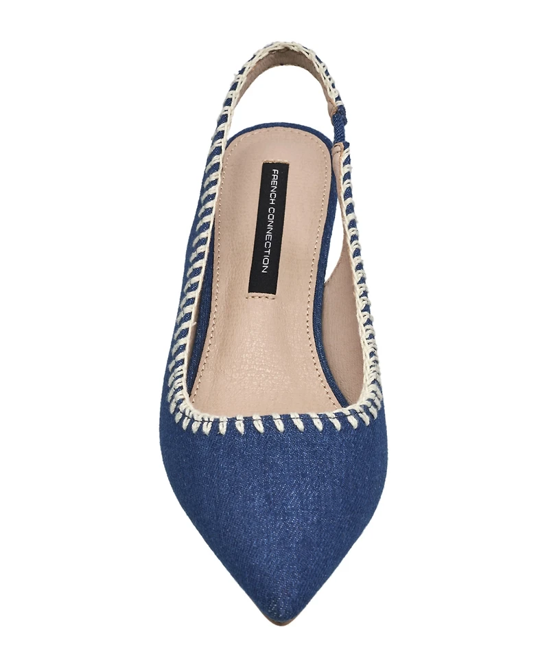 French Connection Ladies Quinn Slingback Kitten Heel - Denim