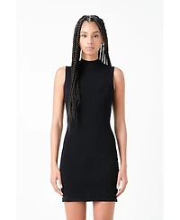 Women's Mock Neck Sleeveless Knit Mini Dress