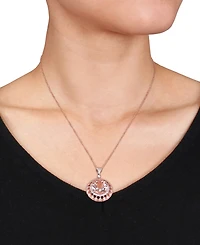 Morganite (9 ct. t.w.) & Diamond (3/4 ct. t.w.) Flower Medallion 17" Pendant Necklace in 14k Rose Gold