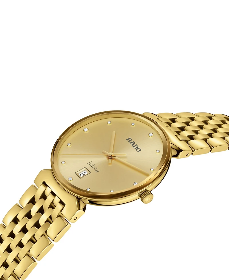 Rado Women's Swiss Florence Diamond (1/20 ct. t.w.) Gold Pvd Stainless Steel Bracelet Watch 38mm