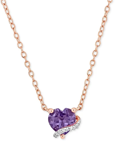 Amethyst (1/2 ct. t.w.) & Diamond Accent Swirl 18" Pendant Necklace in Rose-Plated Sterling Silver