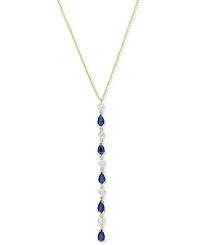 Sapphire (1-1/4 ct. t.w.) & Diamond (1/4 ct. t.w.) Lariat Necklace in 14k Gold, 16-1/2" + 1" extender